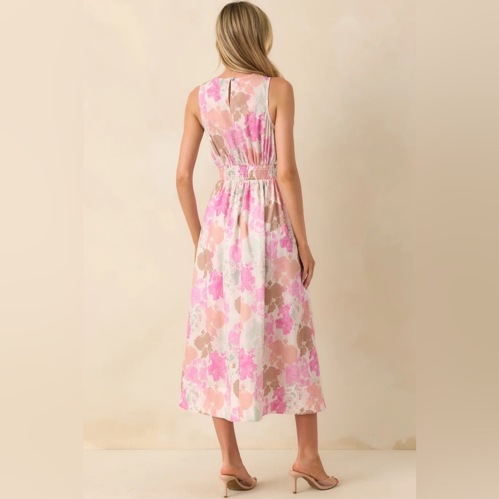 Buy 2 - Get 1 FREE - 
SOFT SPOT FOR YOU PINK ABSTRACT FLORAL PRINT MAXI DRESS - Picture 5 of 5